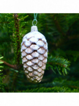 Grande pomme de pin argentée décoration sapin verre soufflé