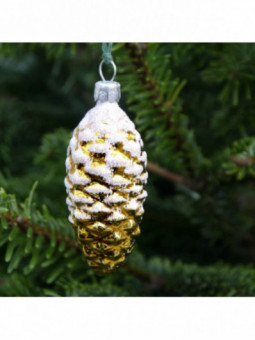Grande pomme de pin dorée 2 décoration sapin verre soufflé