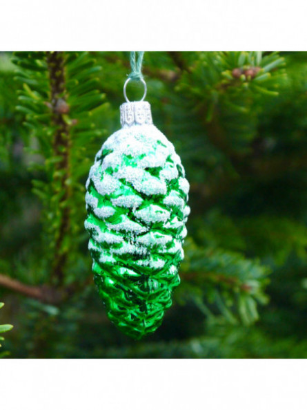 Grande pomme de pin verte décoration sapin verre soufflé