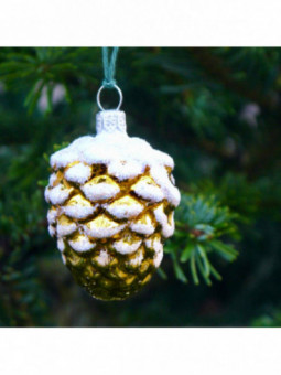 Moyenne pomme de pin dorée décoration sapin verre soufflé