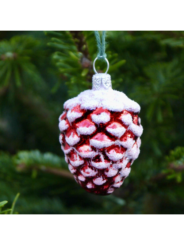 Moyenne pomme de pin rouge décoration sapin verre soufflé