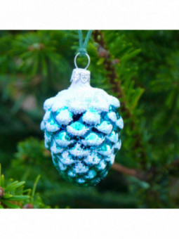 Moyenne pomme de pin bleue décoration sapin verre soufflé