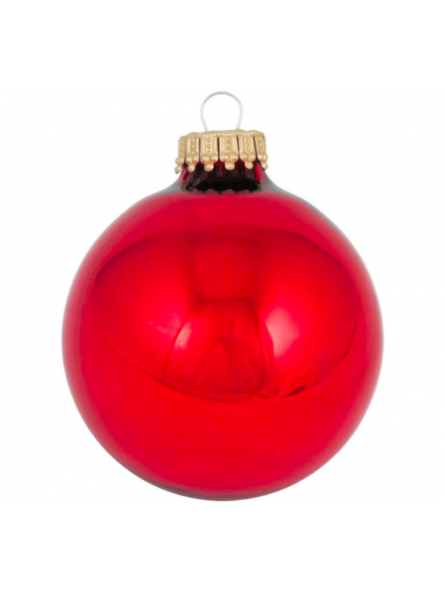 Moyenne boule de Noël rouge verre soufflé
