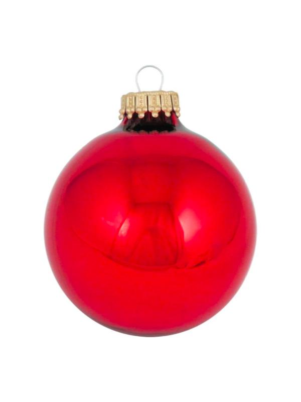 Moyenne boule de Noël rouge verre soufflé