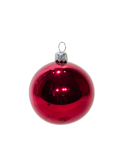 Petite boule de Noël rouge verre soufflé