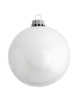 Moyenne boule de Noël blanche verre soufflé