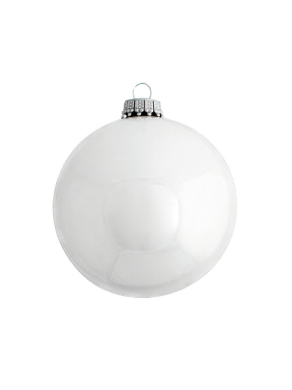 Moyenne boule de Noël blanche verre soufflé