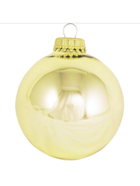 Moyenne boule de Noël dorée verre soufflé