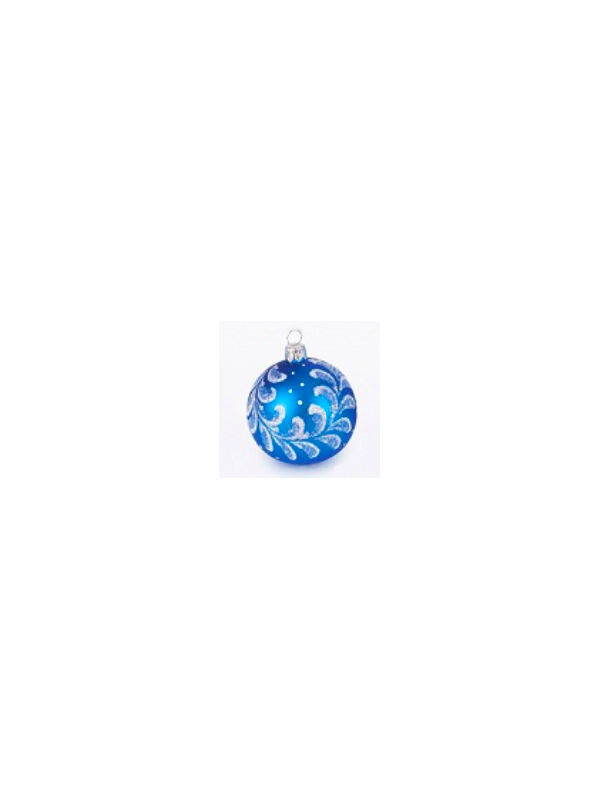 Petite boule de Noël bleue decorée verre soufflé