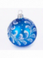 Petite boule de Noël bleue decorée verre soufflé