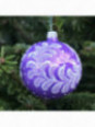 Grande boule de Noël violette decorée verre soufflé