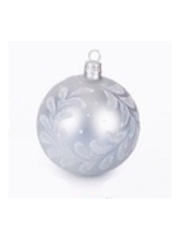 Grande boule de Noël blanche decorée verre soufflé