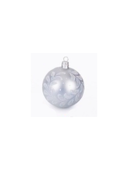 Grande boule de Noël blanche decorée verre soufflé