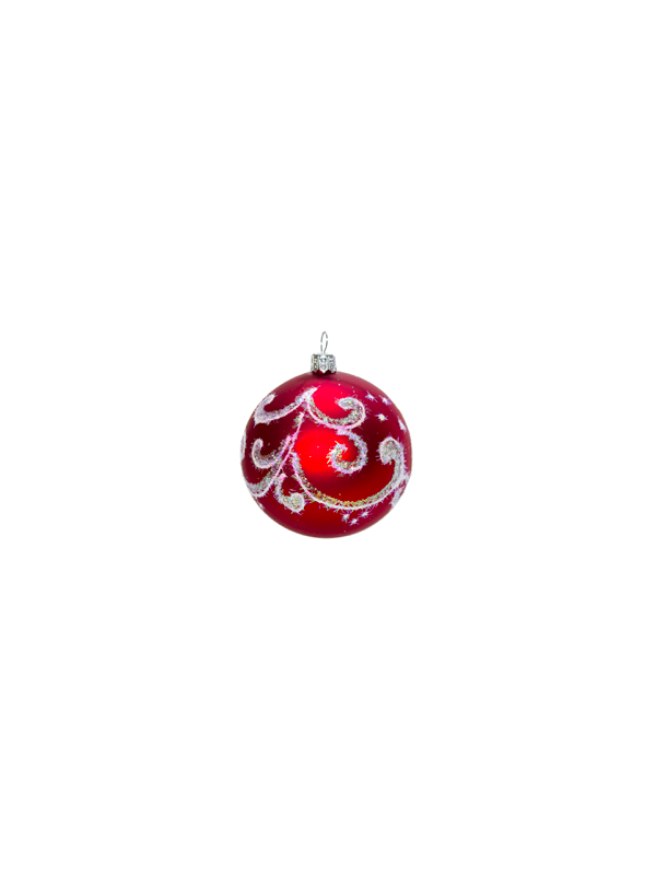 Grande boule de Noël rouge decorée verre soufflé