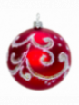 Grande boule de Noël rouge decorée verre soufflé