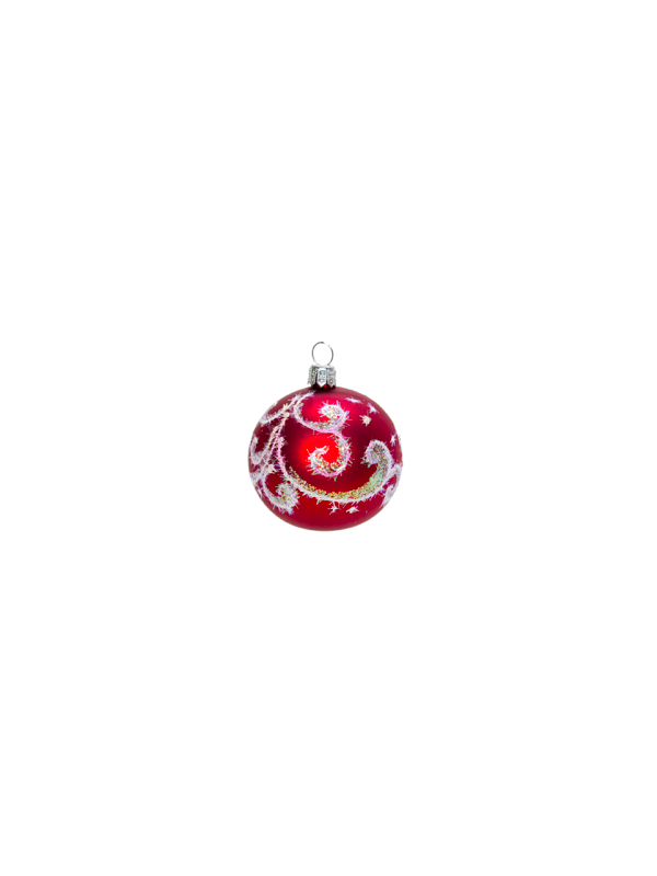 Petite boule de Noël rouge decorée verre soufflé