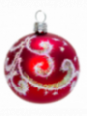 Petite boule de Noël rouge decorée verre soufflé
