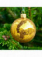 Moyenne boule de Noël dorée givrée verre soufflé