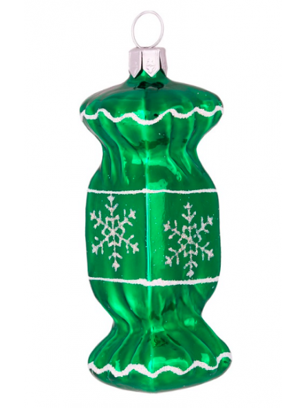 Cracker vert décoration sapin verre soufflé