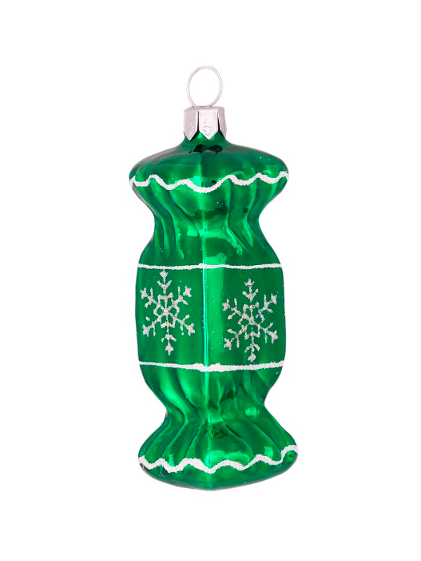 Cracker vert décoration sapin verre soufflé