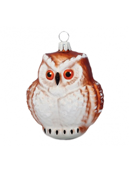 Hiboux marron décoration sapin verre soufflé
