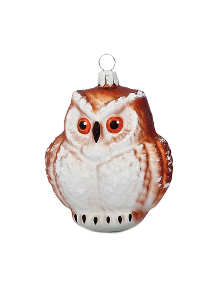 Hiboux marron décoration sapin verre soufflé