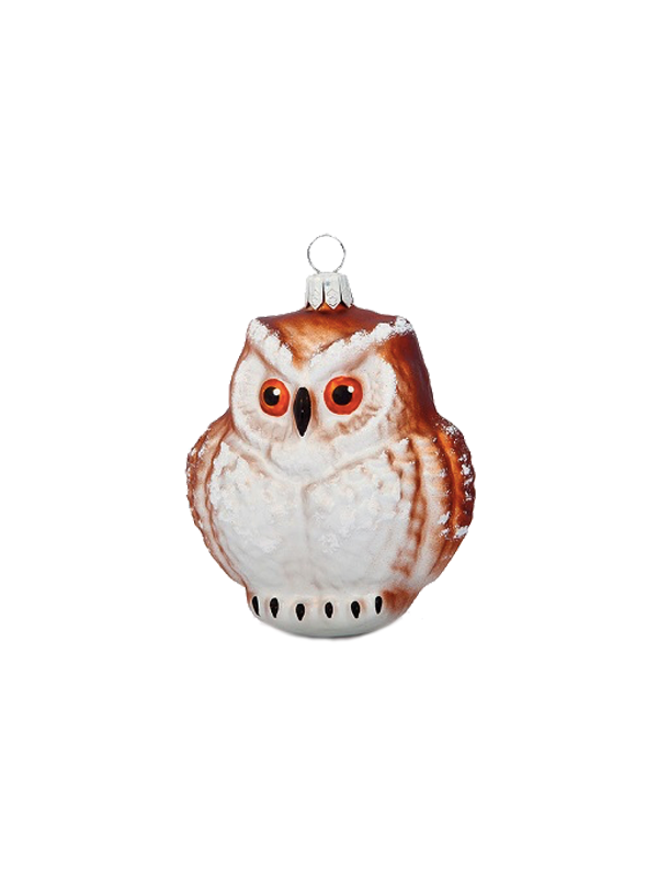 Hiboux marron décoration sapin verre soufflé