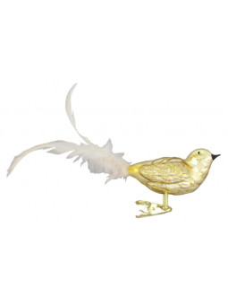 Grand oiseau doré à clipser décoration sapin verre soufflé