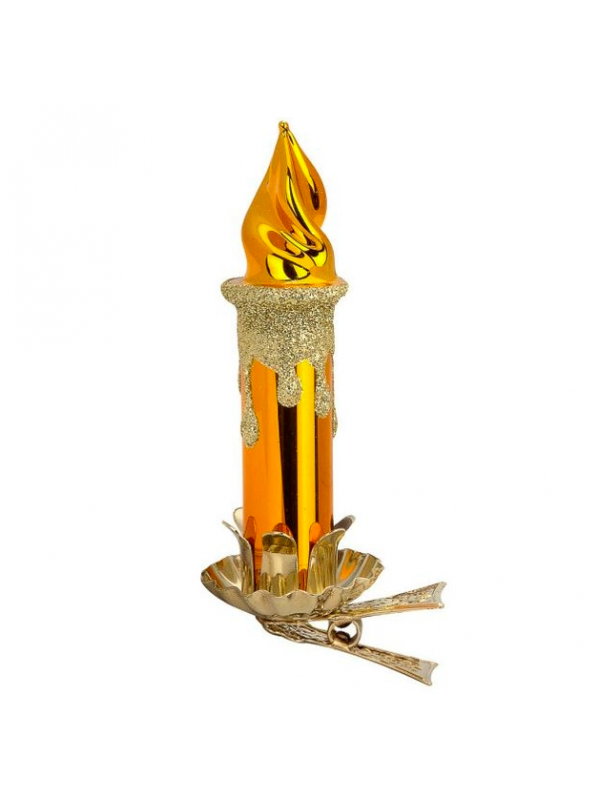 Bougie dorée décoration sapin verre soufflé