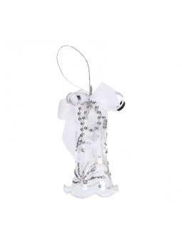 Cloche cristal blanche avec ruban décoration sapin verre soufflé