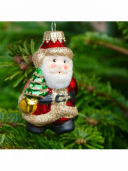 Père-Noël avec sapin décoration sapin verre soufflé