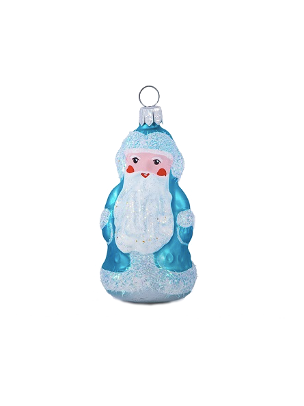 Père-Noël bleu décoration sapin verre soufflé