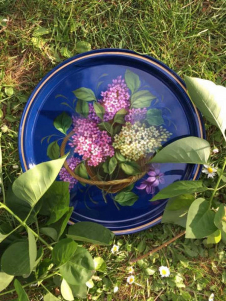Plateau rond La corbeille de lilas