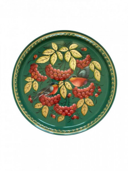 Plateau rond Sorbier et bouvreuils