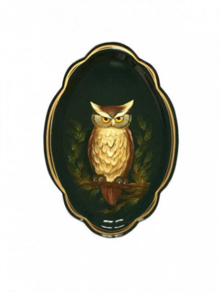 Plateau décoratif Hibou dans la forêt de conifères