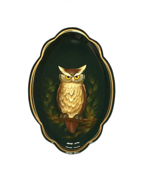 Plateau décoratif Hibou dans la forêt de conifères