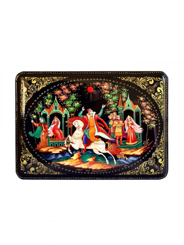 Coffret Palekh Le Prince Elisseï sur son cheval